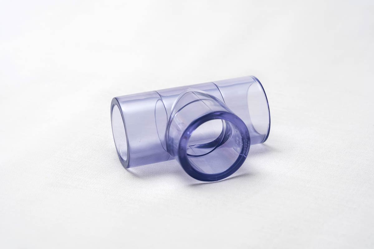 Transparentes T-Stück UPVC 90 Grad DN16 für Rohr 110mm